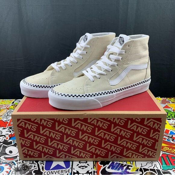 Vans Sk8-Hi Tan Checkered Tapered Women's Various Sizes - Picture 1 of 13